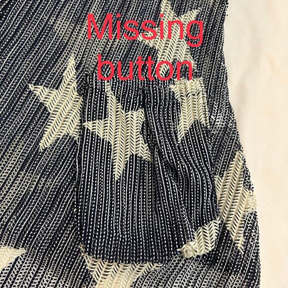 Paradise Blue & White Stars Slither Away Open Knit Swimsuit Beach Coverup, M/L - Picture 8 of 15